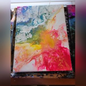 9x12 acrylic pour paintings